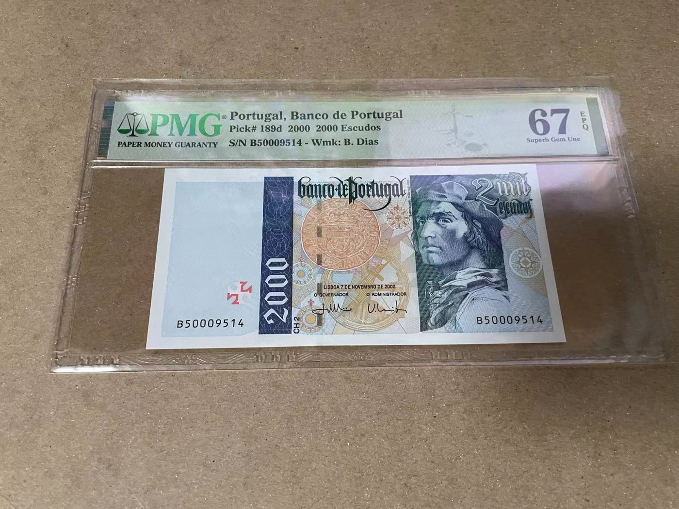 【Blue Auction】✨世界纸币精拍第370期——莫总专场XXIX 葡萄牙 2000年2000埃斯库多 PMG67EPQ 