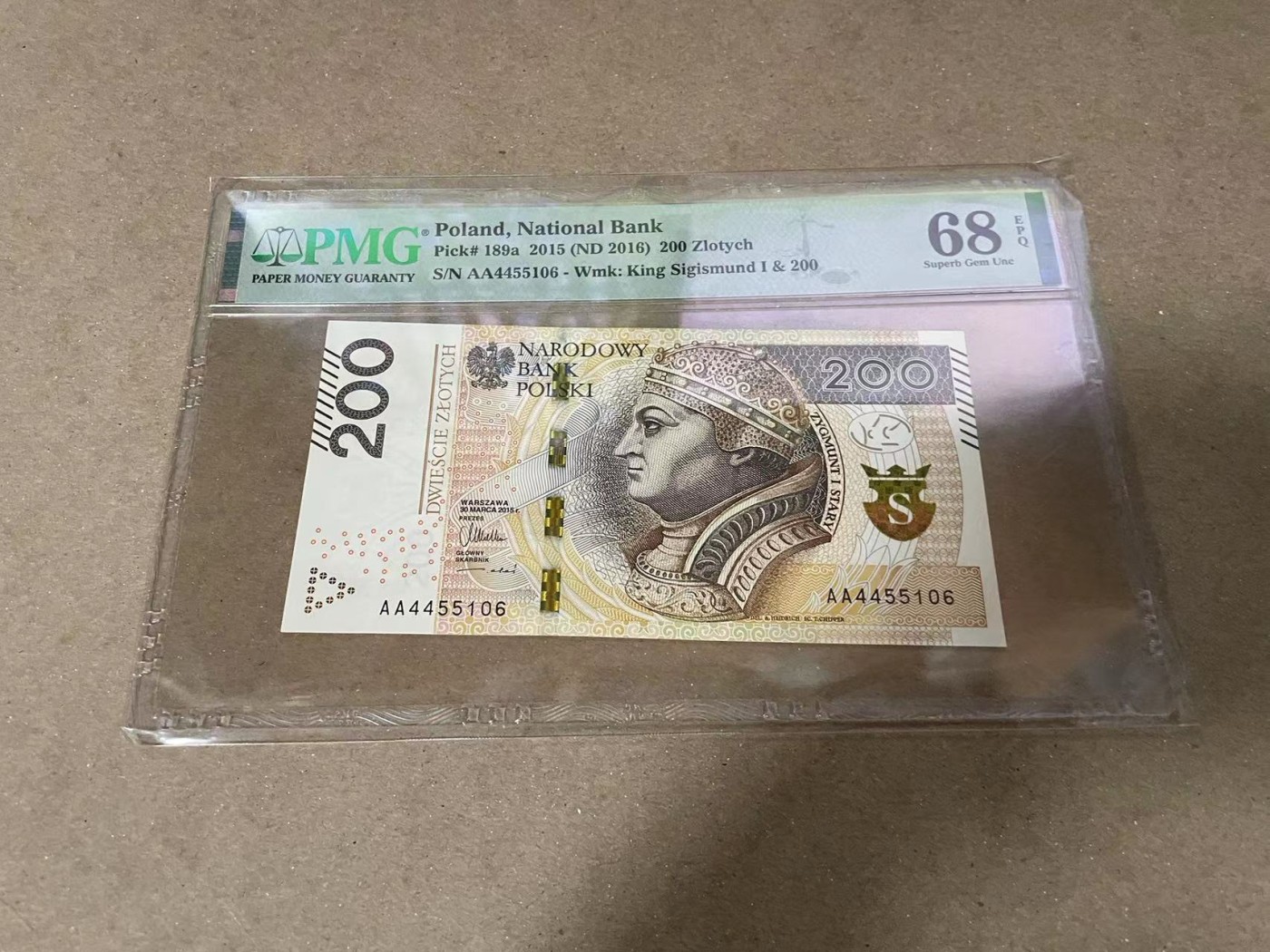 【Blue Auction】✨世界纸币精拍第370期——莫总专场XXIX 【AA】波兰 2016年200兹罗提 PMG68EPQ  超高分