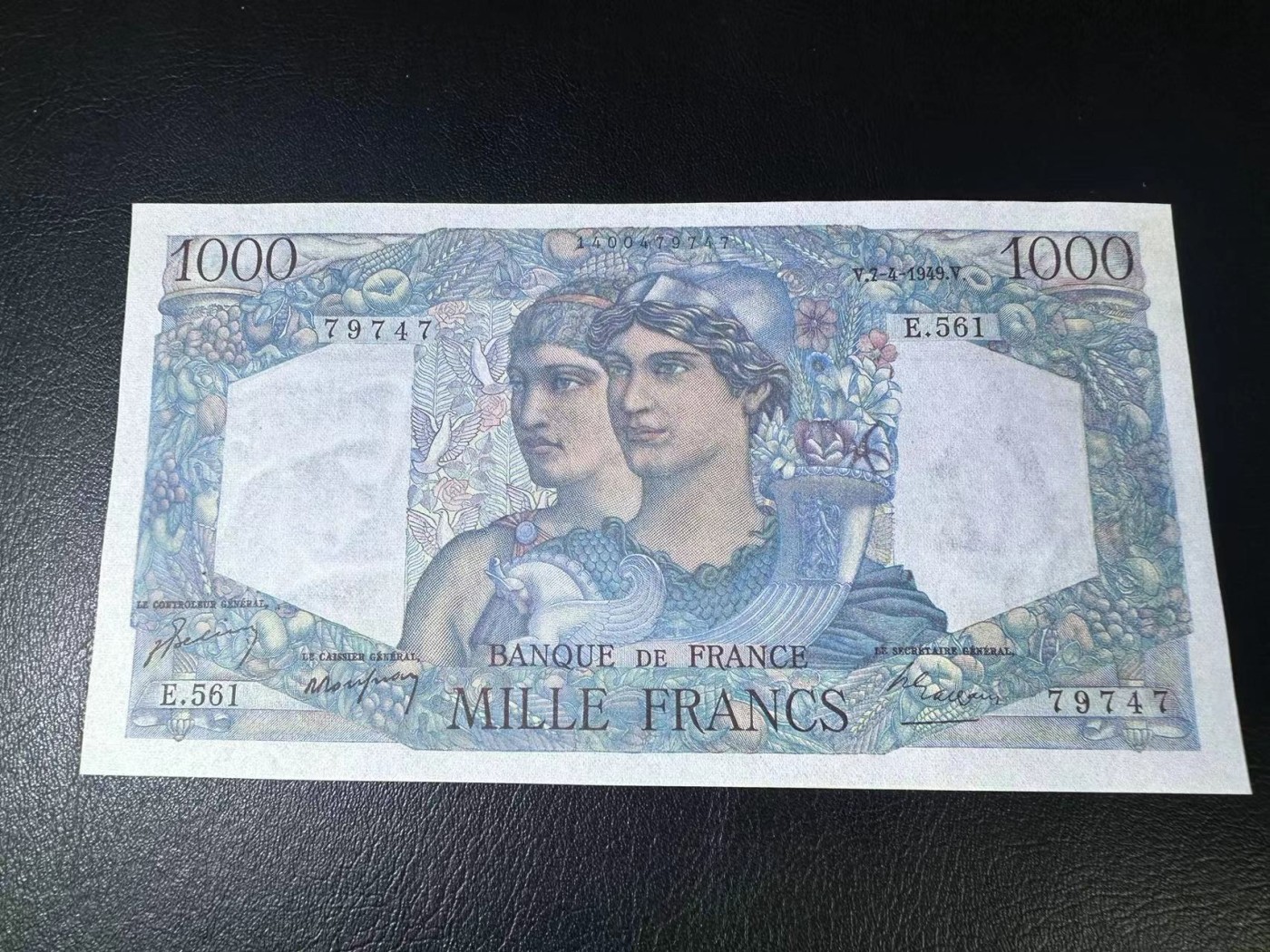 【Blue Auction】✨世界纸币精拍第370期——莫总专场XXIX 法国 1949年1000法郎 AU品相