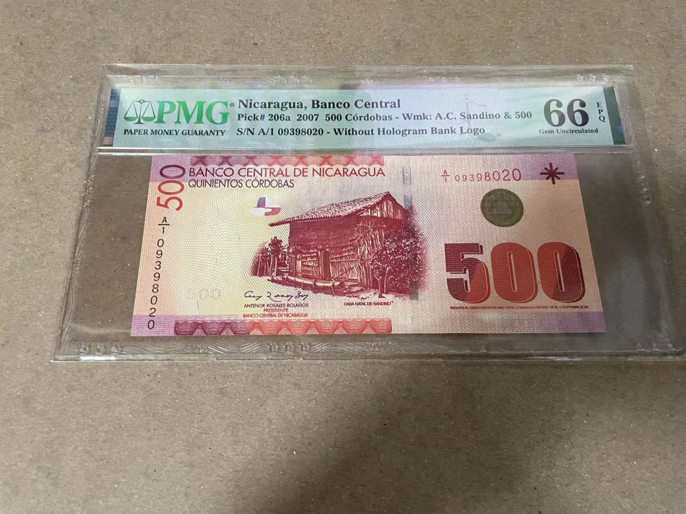 【Blue Auction】✨世界纸币精拍第370期——莫总专场XXIX 【A1冠无47】尼加拉瓜 2007年500科多巴 PMG66EPQ 