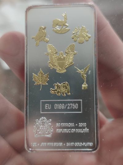 燕姐换藏第58拍 2010年一盎司局部镀金纪念银条