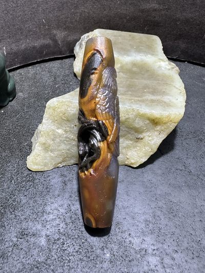 精美亚光高玉化巴西玛瑙手工俏色巧雕雄鹰吊坠（把件）一个！ 精美亚光高玉化巴西玛瑙手工俏色巧雕雄鹰吊坠（把件）一个！