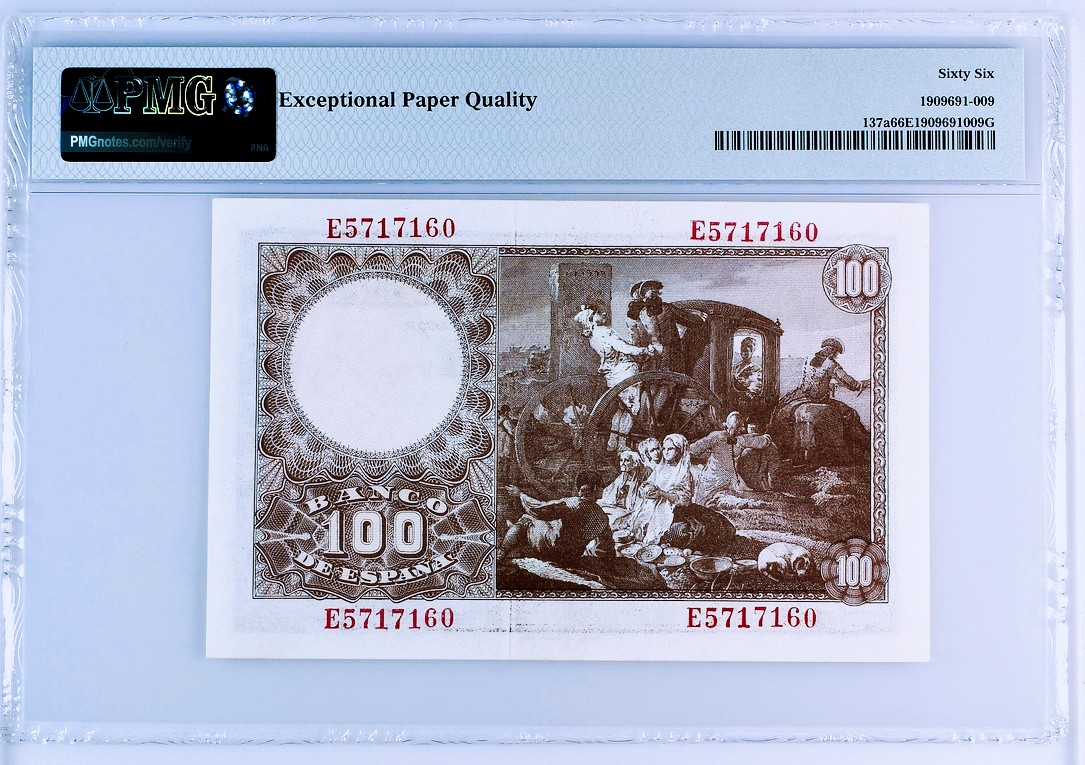 【Blue Auction】✨世界纸币精拍第370期——莫总专场XXIX 西班牙 1948年100比塞塔 PMG66EPQ 戈雅名画 马车