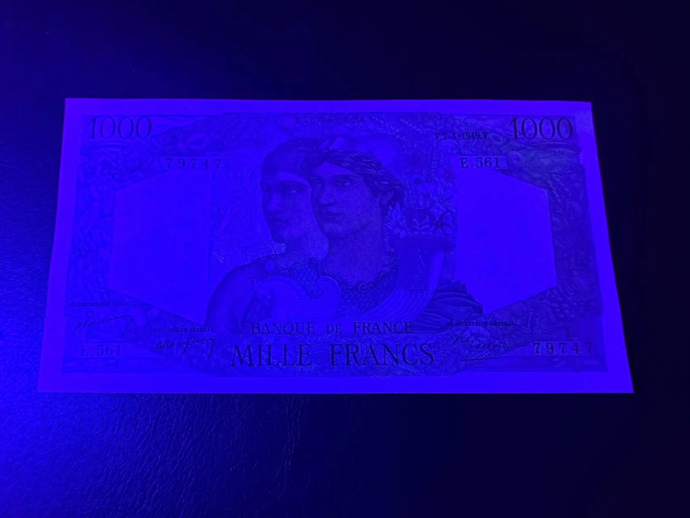 【Blue Auction】✨世界纸币精拍第370期——莫总专场XXIX 法国 1949年1000法郎 AU品相