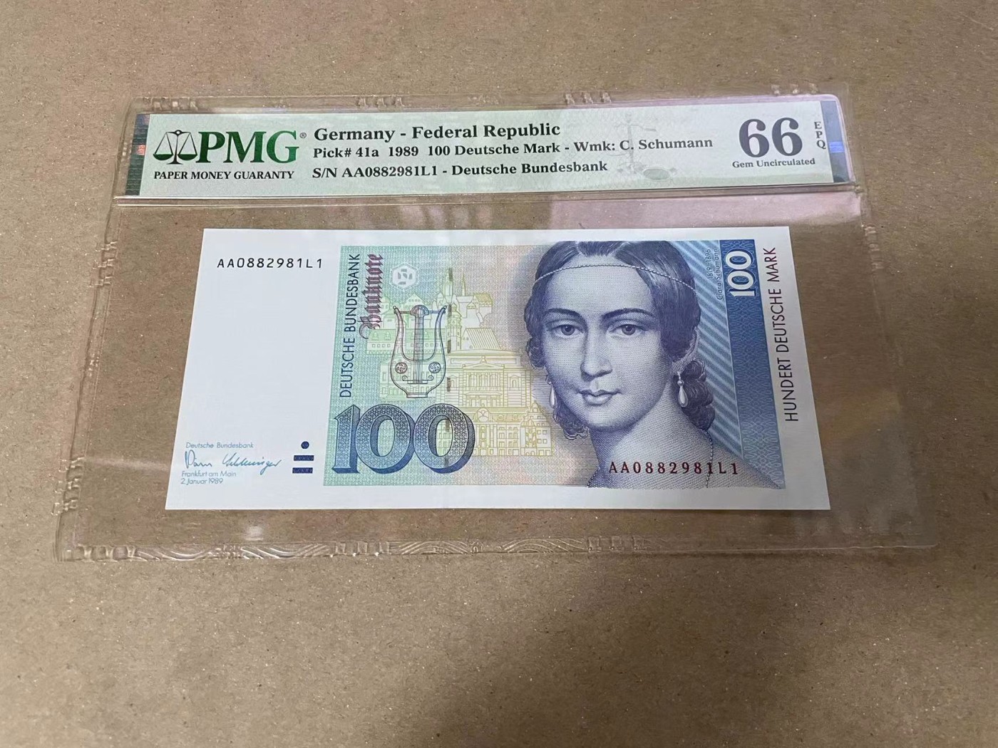 【Blue Auction】✨世界纸币精拍第370期——莫总专场XXIX 【初版AA冠无47】德国 1989年100马克 克拉拉 PMG66EPQ 