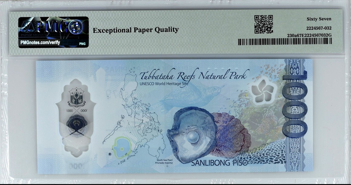 【Blue Auction】✨世界纸币精拍第370期——莫总专场XXIX  【获奖钞 AA冠】菲律宾 2022年1000比索 PMG67EPQ  