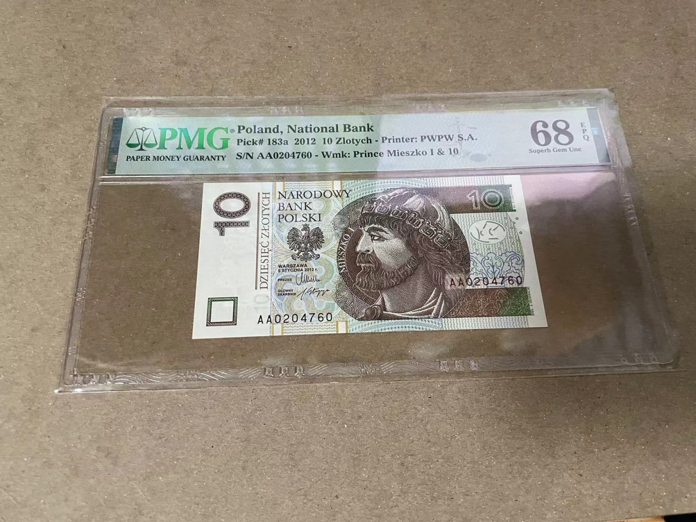 【Blue Auction】✨世界纸币精拍第370期——莫总专场XXIX 【AA】波兰 2012年10兹罗提 PMG68EPQ  超高分
