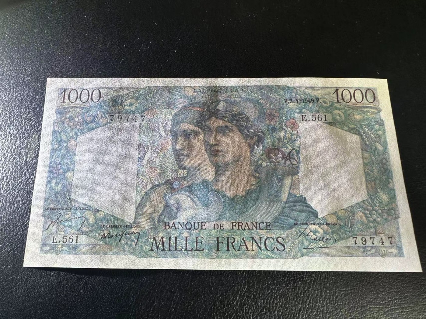 【Blue Auction】✨世界纸币精拍第370期——莫总专场XXIX 法国 1949年1000法郎 AU品相