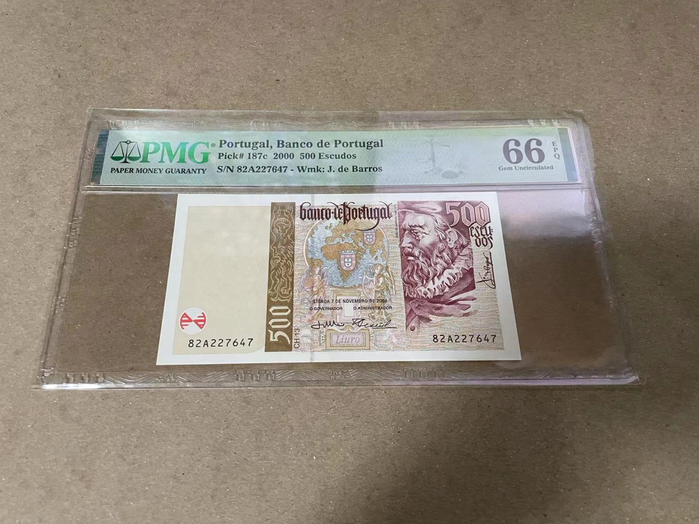 【Blue Auction】✨世界纸币精拍第370期——莫总专场XXIX 葡萄牙 2000年500埃斯库多 PMG66EPQ 