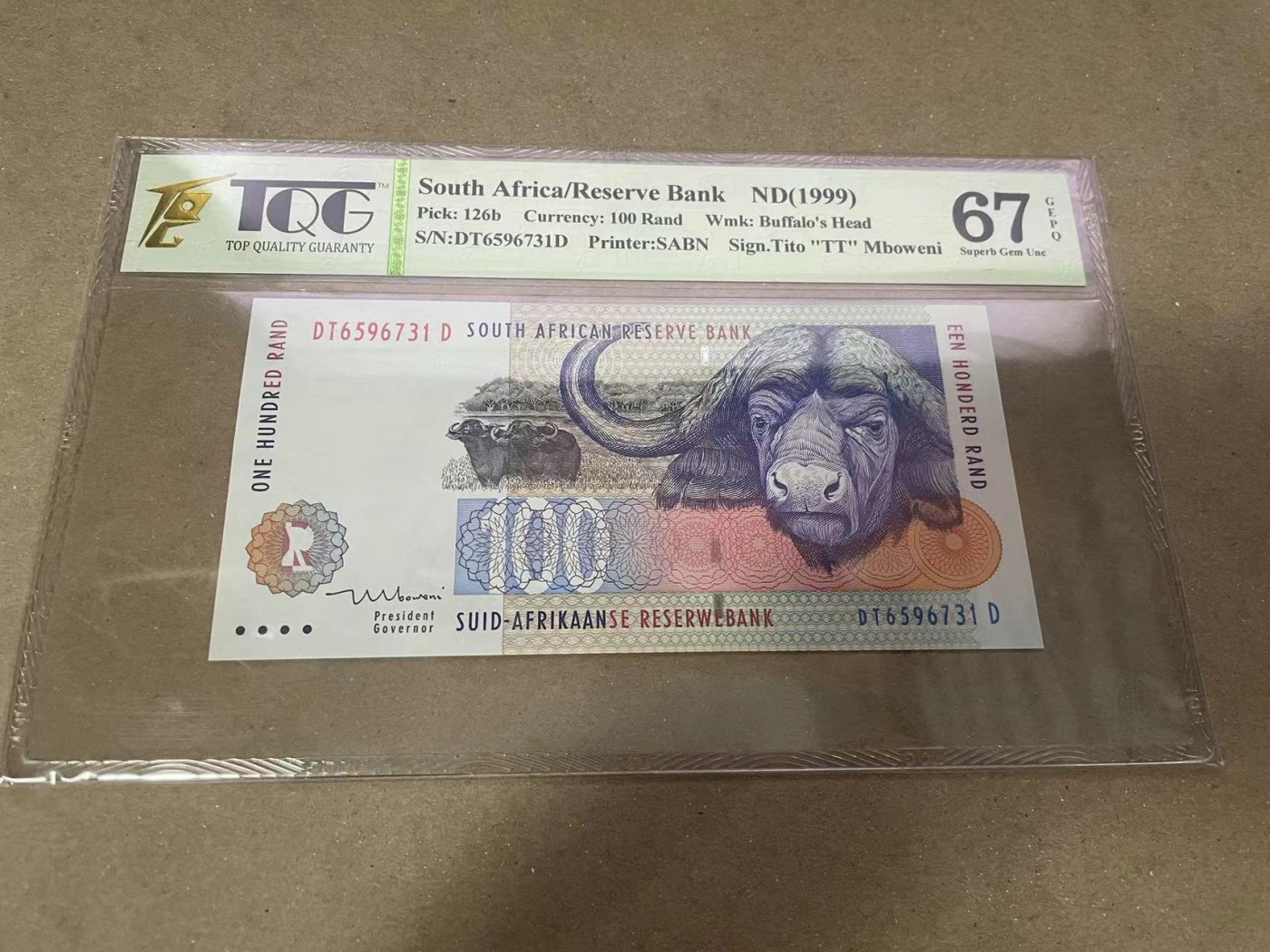 【Blue Auction】✨世界纸币精拍第370期——莫总专场XXIX 南非 1999年100兰特 TQG67EPQ 