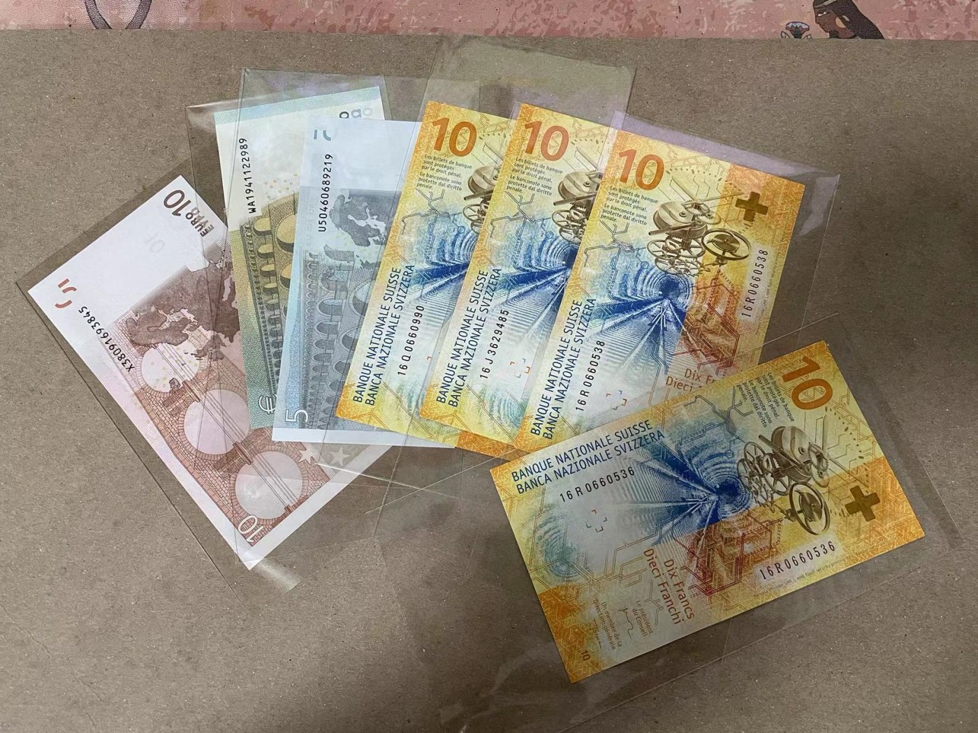 【Blue Auction】✨世界纸币精拍第370期——莫总专场XXIX  【一组7张 包含无47】瑞士 2016年10法郎&欧盟5-10欧元一组 全新UNC