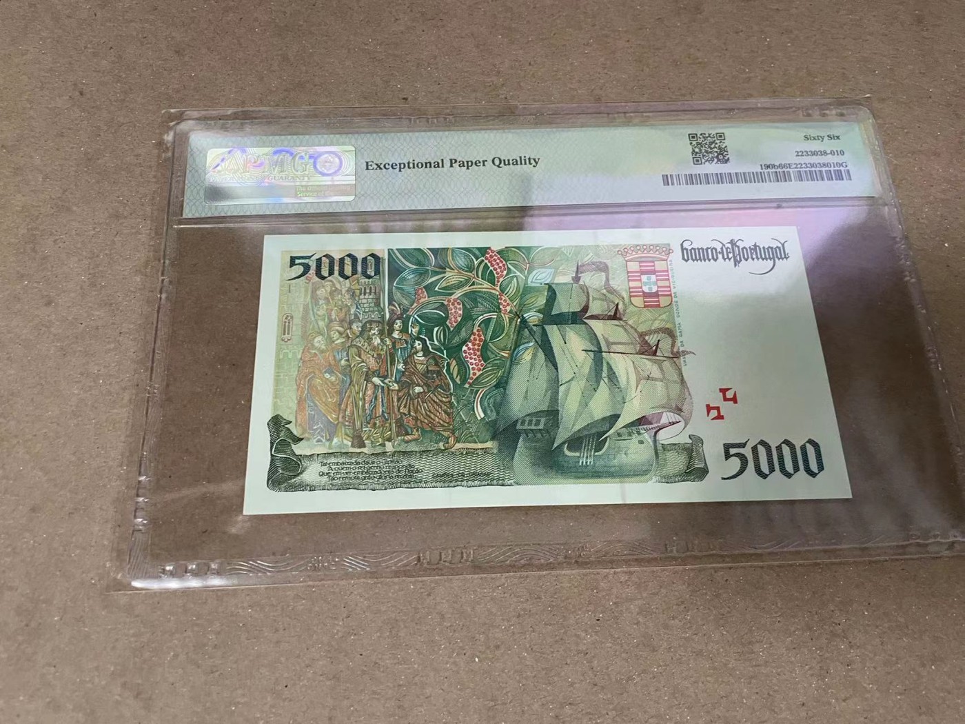 【Blue Auction】✨世界纸币精拍第370期——莫总专场XXIX 葡萄牙 1996年5000埃斯库多 PMG66EPQ 