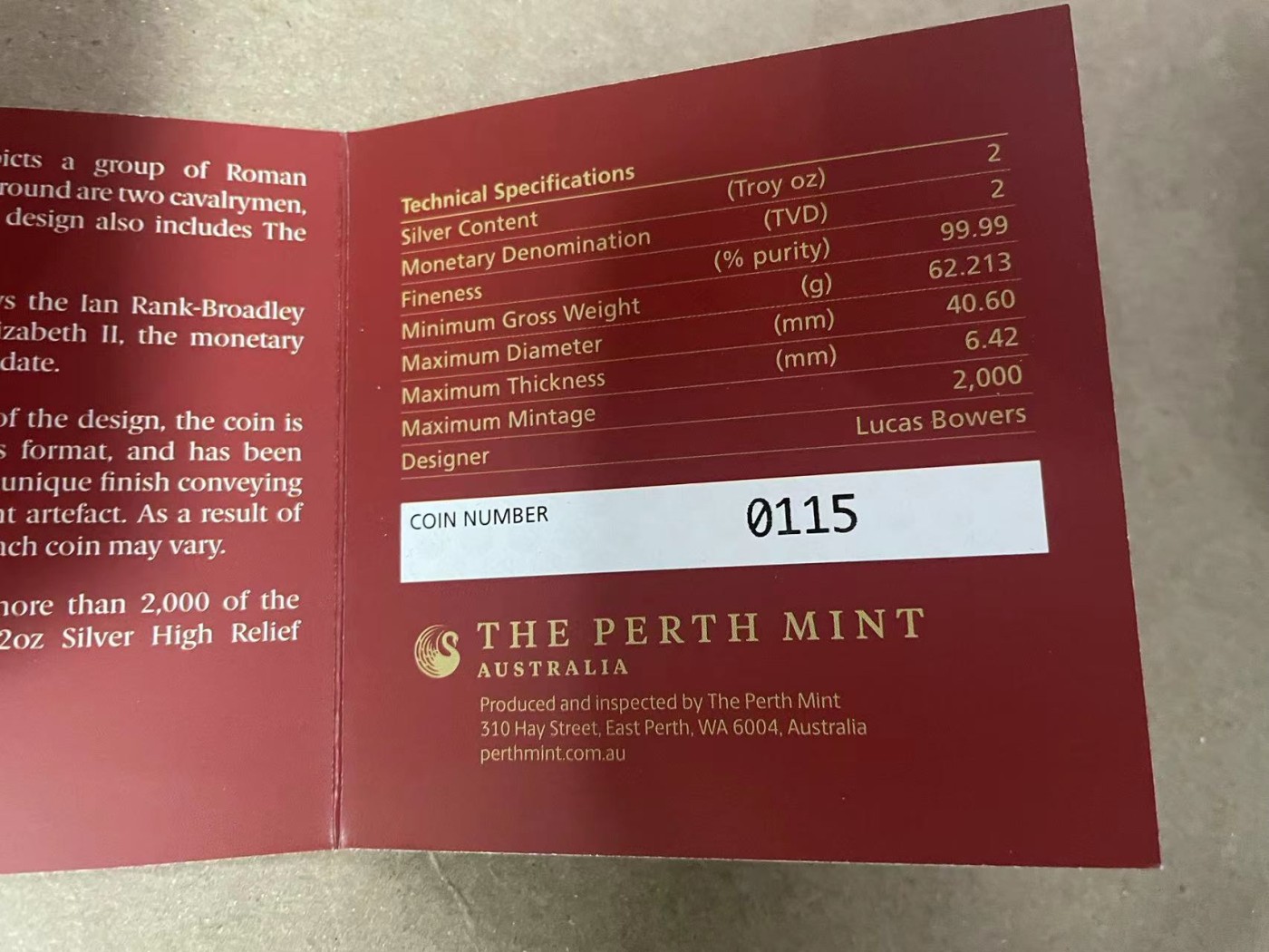 【Blue Auction】✨世界纸币精拍第370期——莫总专场XXIX 【原装带盒】图鲁瓦2018年 罗马军团2盎司仿古纪念银币 发行量2000枚