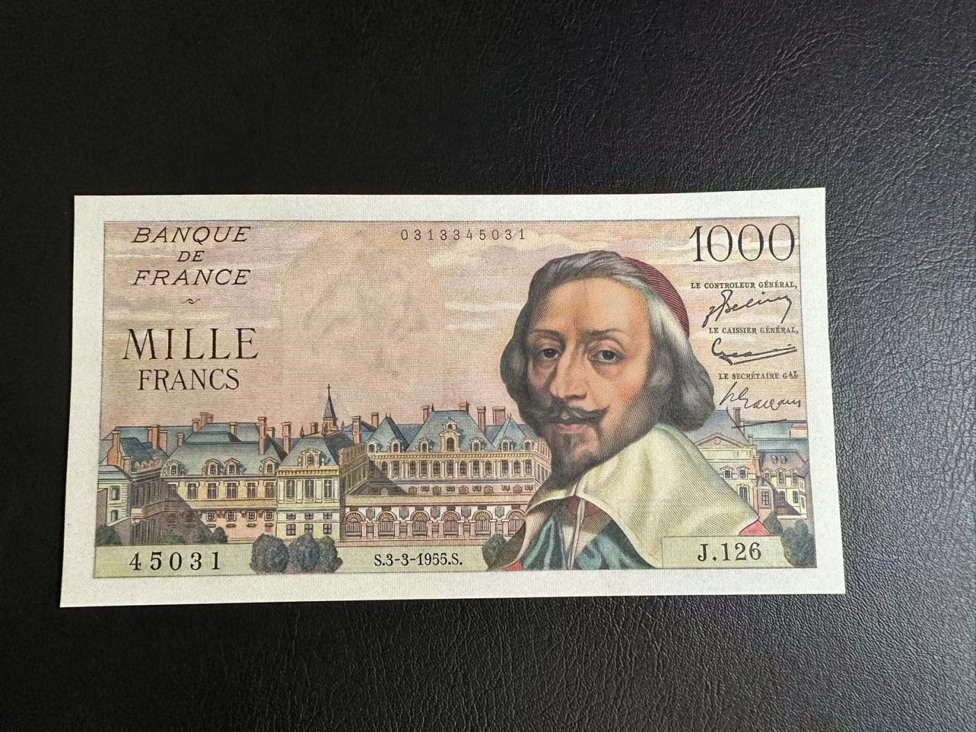 【Blue Auction】✨世界纸币精拍第370期——莫总专场XXIX  法国 1955年1000法郎 未改值版本 红衣主教 全新UNC