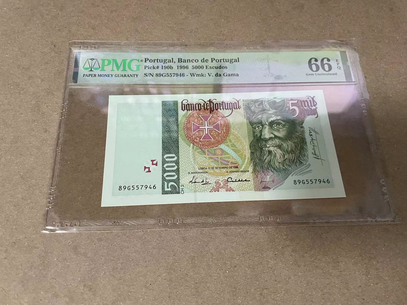 【Blue Auction】✨世界纸币精拍第370期——莫总专场XXIX 葡萄牙 1996年5000埃斯库多 PMG66EPQ 