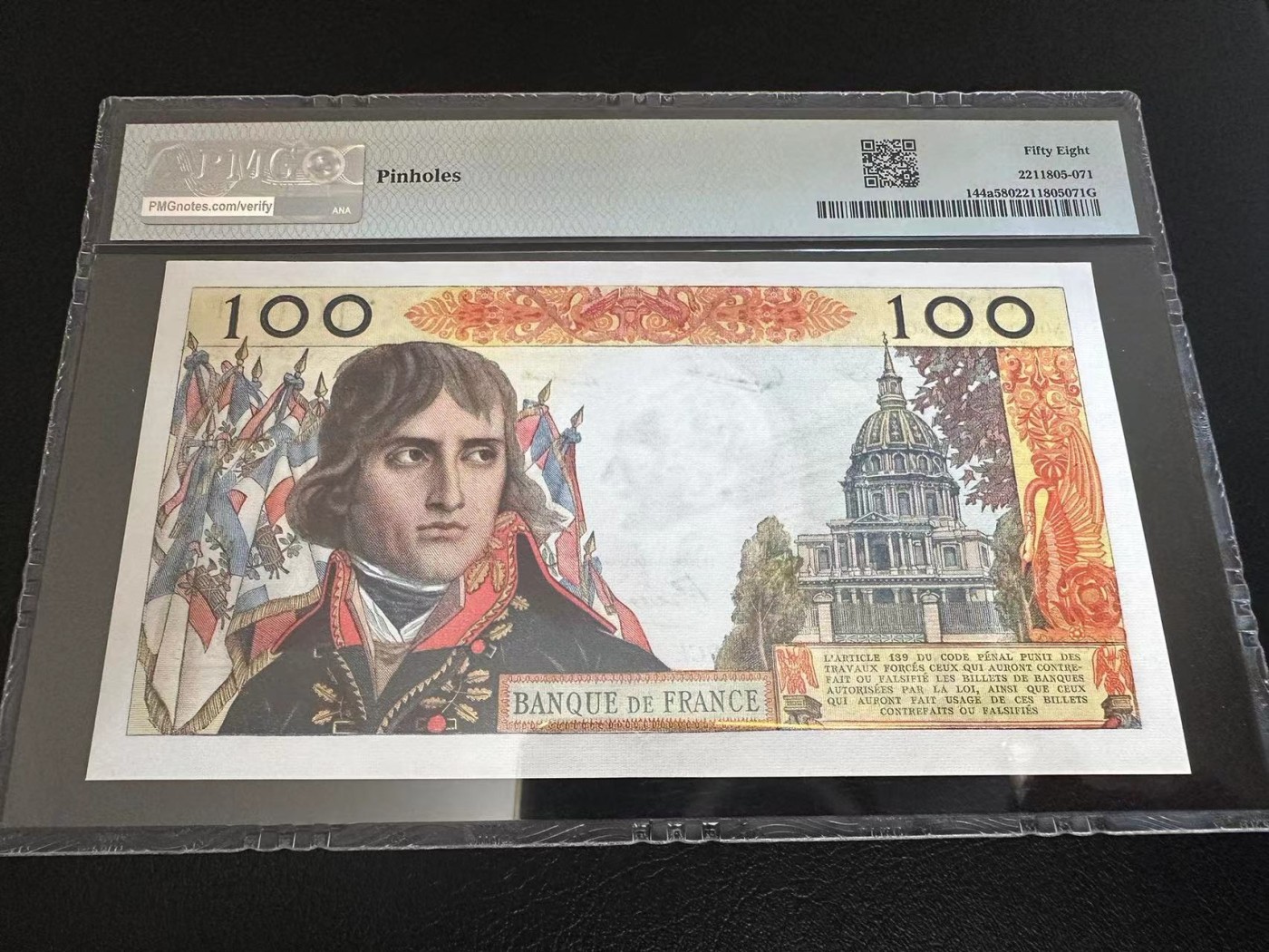 【Blue Auction】✨世界纸币精拍第370期——莫总专场XXIX 【无47】法国 1963年100新法郎 拿破仑 PMG58 