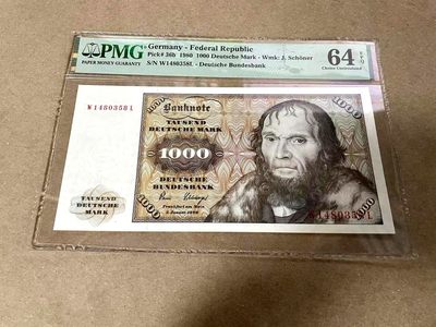 【Blue Auction】✨世界纸币精拍第370期——莫总专场XXIX -   德国 1980年1000马克 经典舍那 PMG64EPQ 全新原票 性价比极高 雕刻精美 
