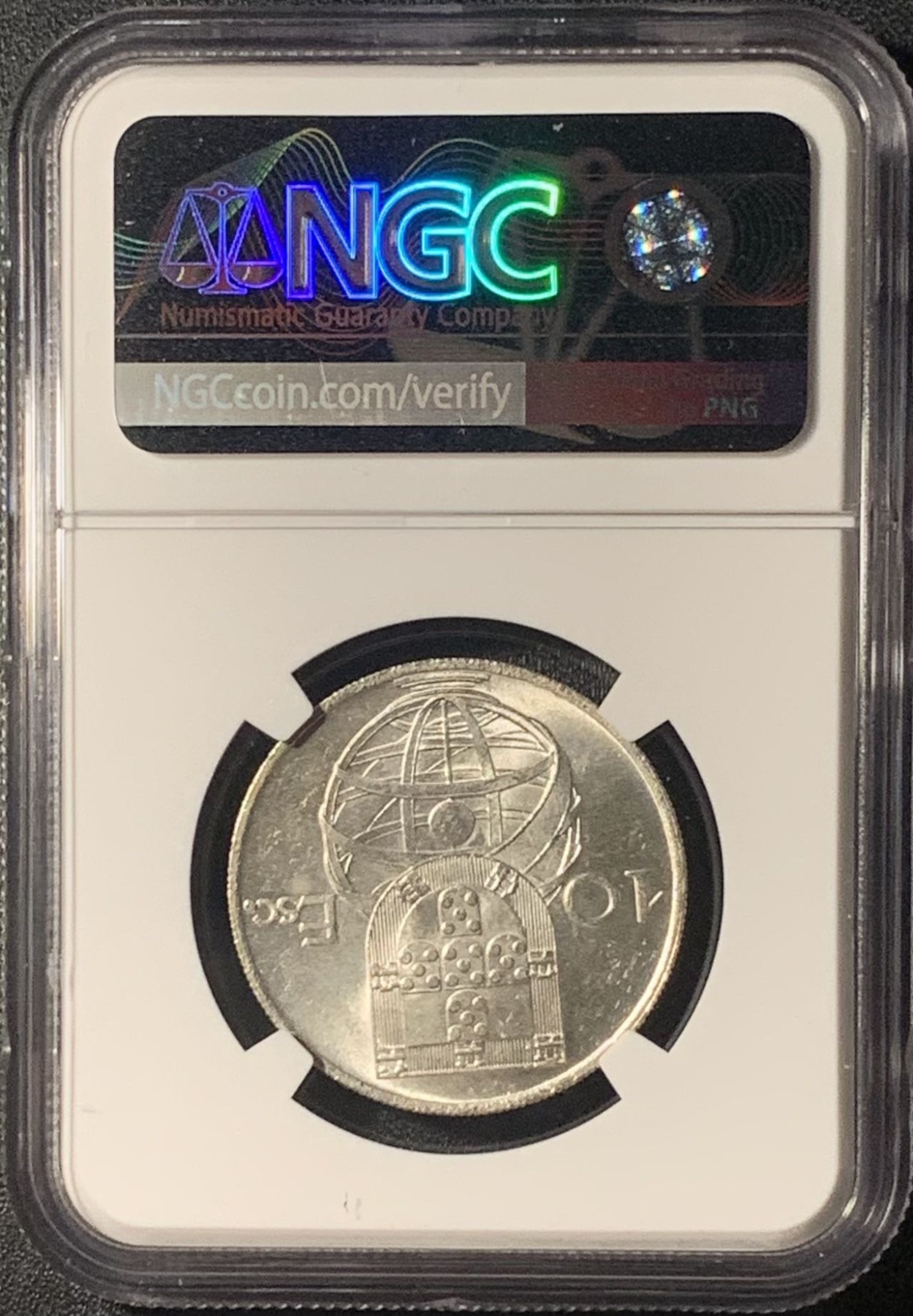 紫瑗钱币——第303期拍卖 葡萄牙 1955年 帆船 10埃斯库多 银币 NGC MS62