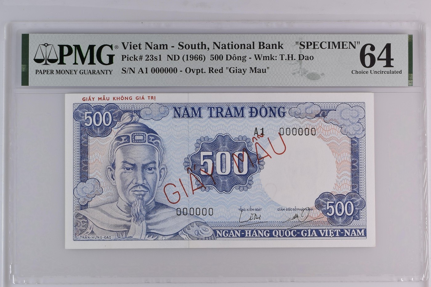 收藏联盟Quantum Auction 第289期拍卖  越南/南越ND (1966)年500盾样票 PMG64 稀少