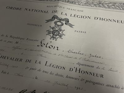 戎马世界章牌大赏第48期 - 法国荣誉军团勋章大证书，少见带完整电子档案！授予SOLON Charles Jules