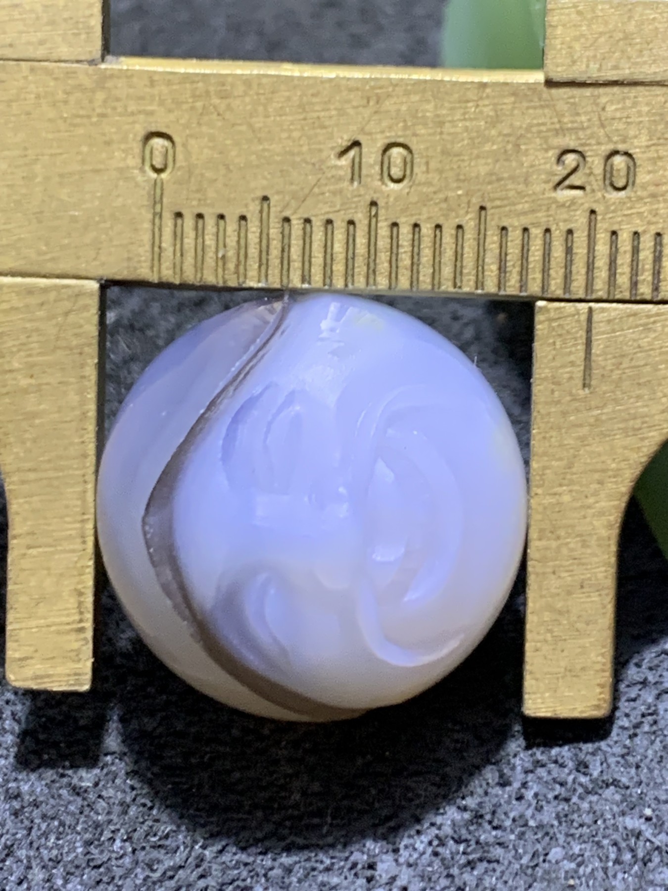 精美高玉化亚光海洋玉髓手工俏色地主2.0圆珠一个！