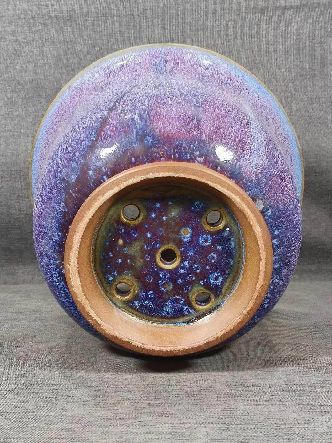 旧藏美品，钧窑玫瑰紫釉仰钟式花盆