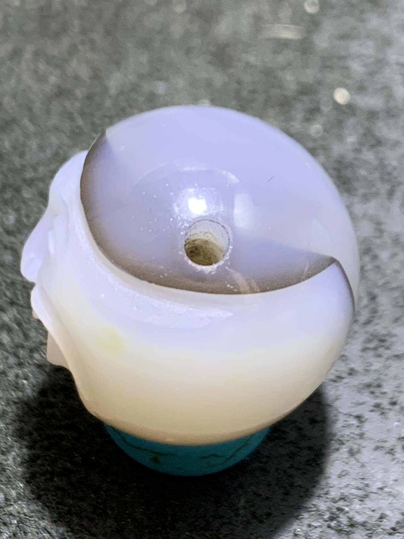 精美高玉化亚光海洋玉髓手工俏色地主2.0圆珠一个！