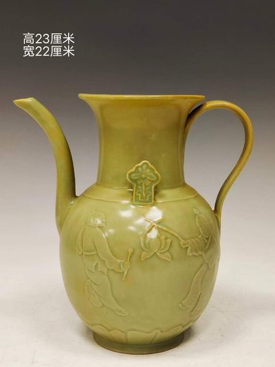 美品.精品龙泉窑青釉暗饰婴戏纹刻瓷执壶 - 美品.精品龙泉窑青釉暗饰婴戏纹刻瓷执壶