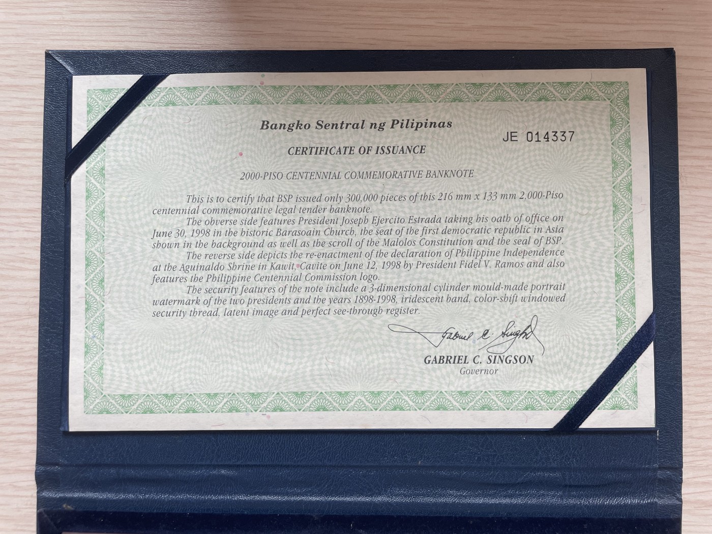 乐淘淘纸币精选 第19期  JE014337】 菲律宾1998年纸币 2000比索 百年纪念钞 大型原装册 UNC