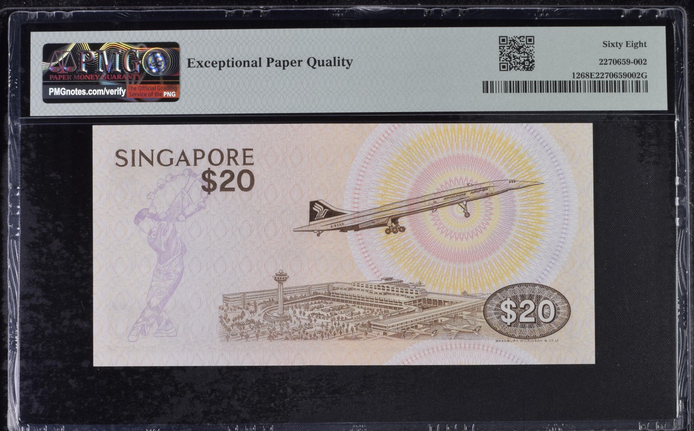 乐淘淘纸币精选 第19期  【A/79 550352】新加坡1979年纸币 20元 鸟版 PMG68EPQ 冠军分！