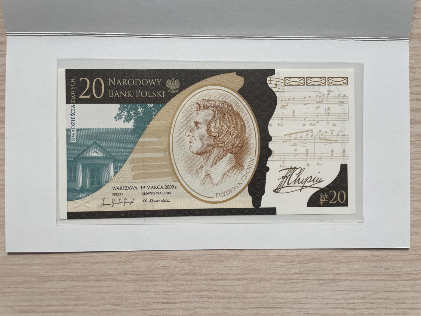 乐淘淘纸币精选 第19期  【FC0103049】波兰2009年纸币 20兹罗提 肖邦诞辰200周年纪念钞 原装册 
