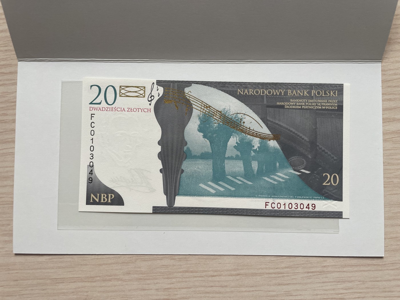 乐淘淘纸币精选 第19期  【FC0103049】波兰2009年纸币 20兹罗提 肖邦诞辰200周年纪念钞 原装册 