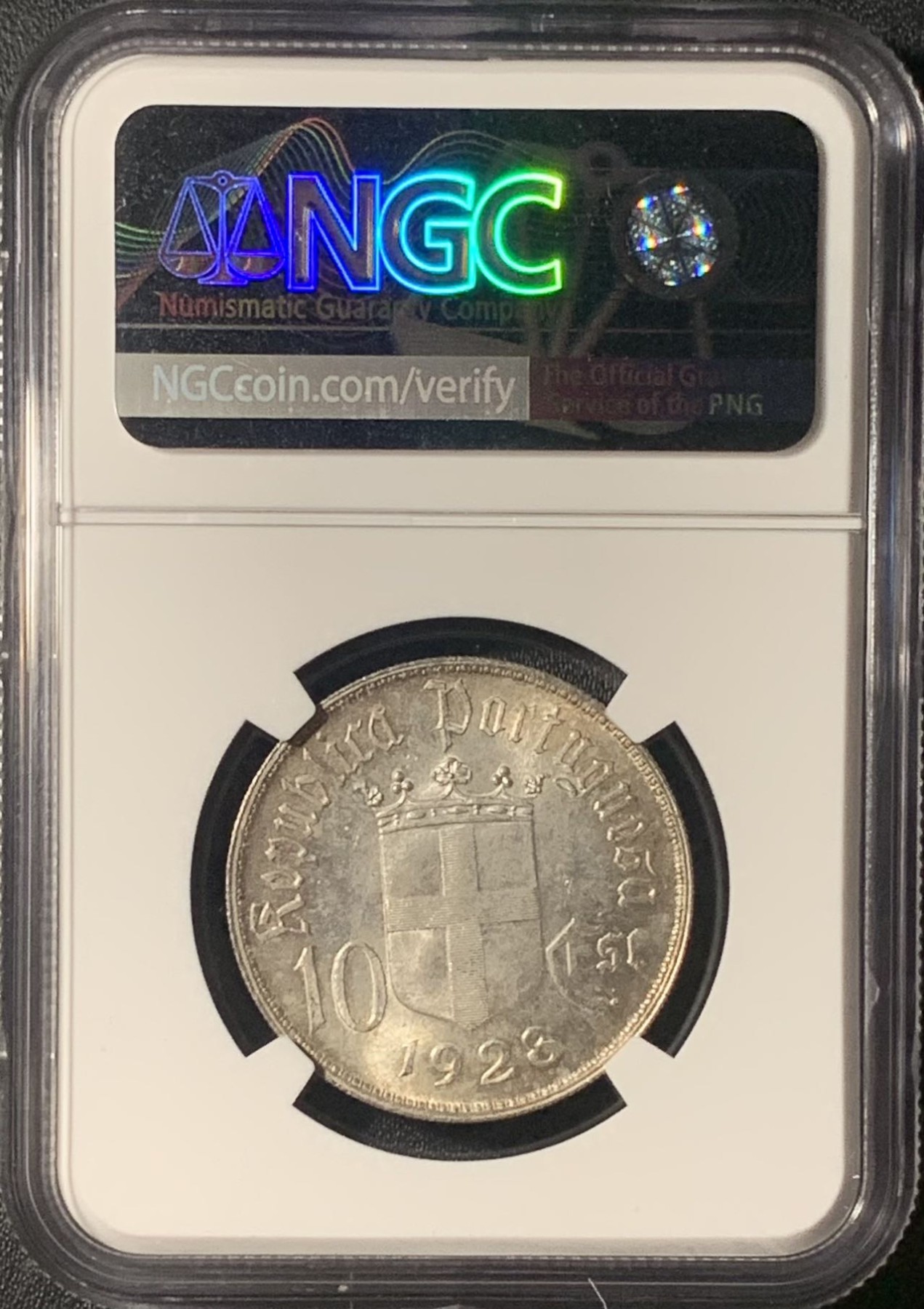 紫瑗钱币——第303期拍卖 葡萄牙 1928年 欧里克战役 10埃斯库多 银币 NGC MS63 低评严重