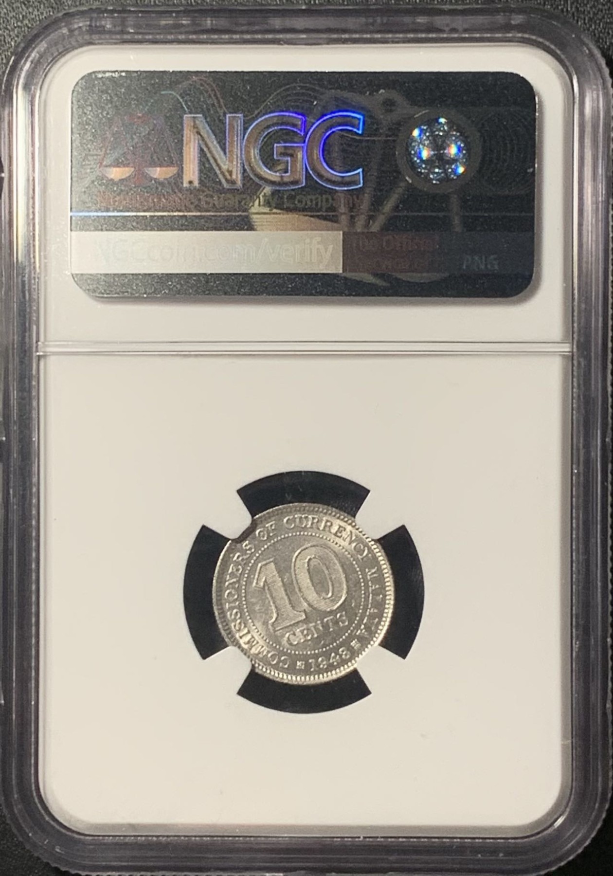 紫瑗钱币——第303期拍卖 马来亚 1943年 乔治六世 10分 银币 NGC MS63