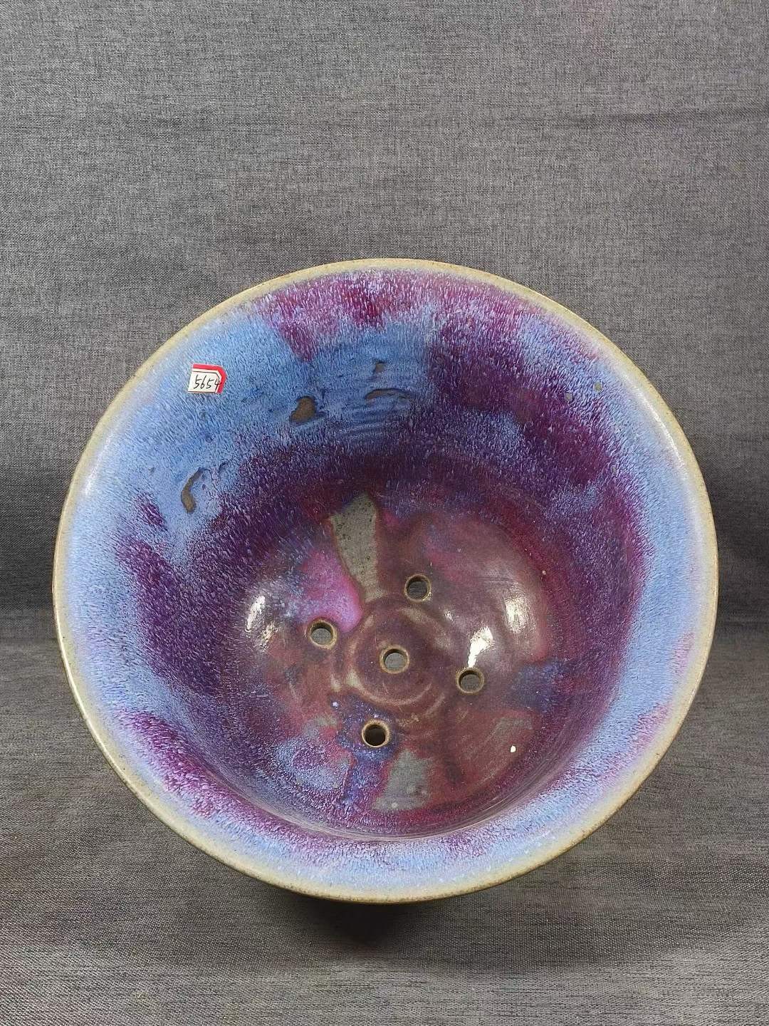 旧藏美品，钧窑玫瑰紫釉仰钟式花盆