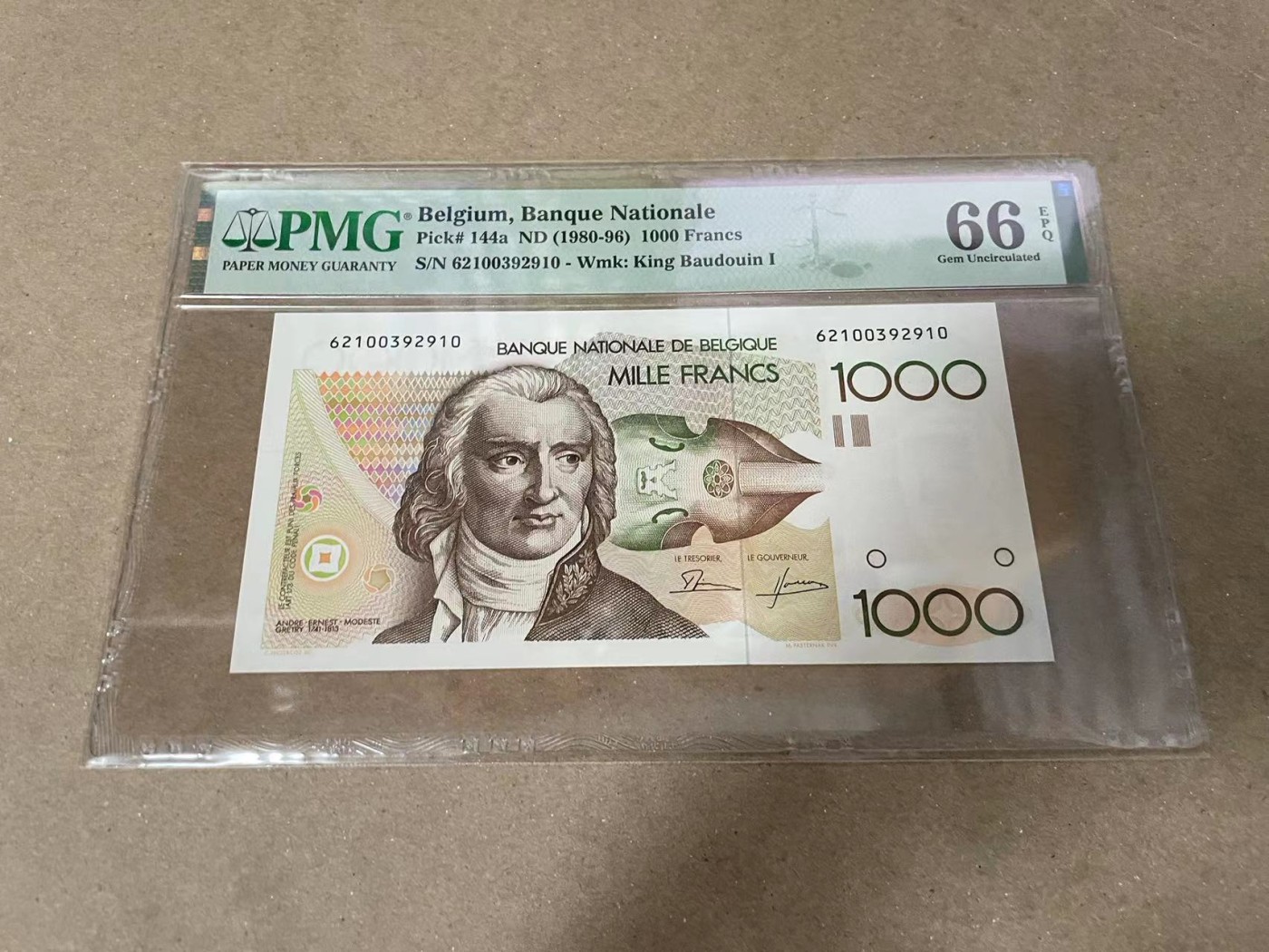 【Blue Auction】✨世界纸币精拍第371期【精】 【无47】比利时 1980-96年1000法郎 PMG66EPQ