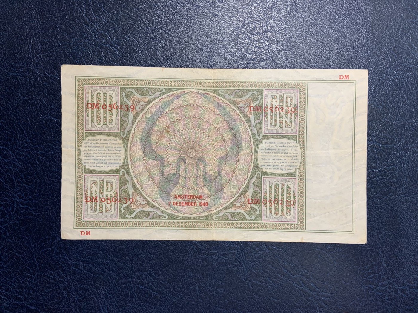 收藏联盟Quantum Auction 第289期拍卖  荷兰1940年100盾 品相如图 鬼面女 号码无4