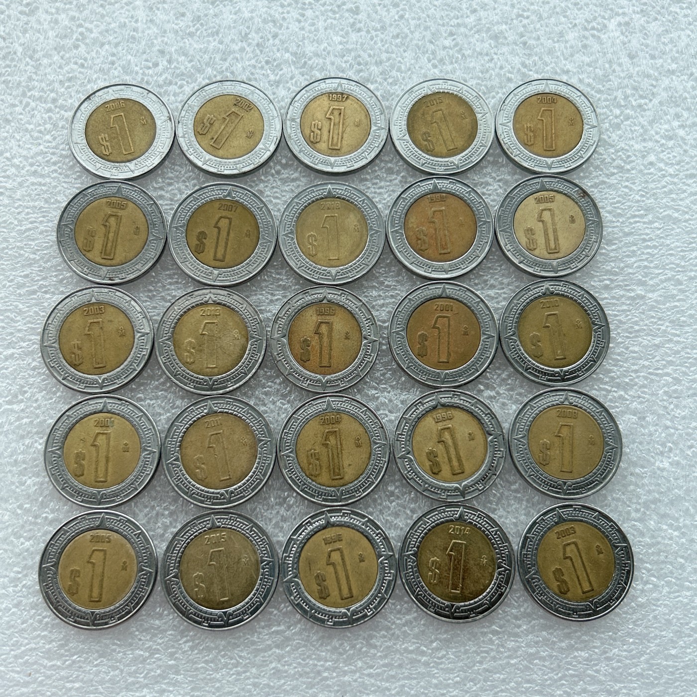 全场一元起拍 世界钱币散币场 第23期 墨西哥1比索25枚