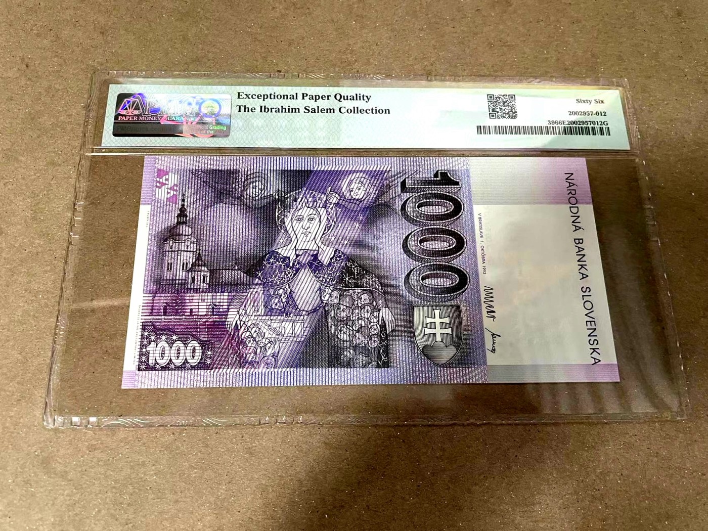 【Blue Auction】✨世界纸币精拍第371期【精】 【A冠无47 名家旧藏】斯洛伐克 2000年1000克朗 PMG66EPQ 纪念钞