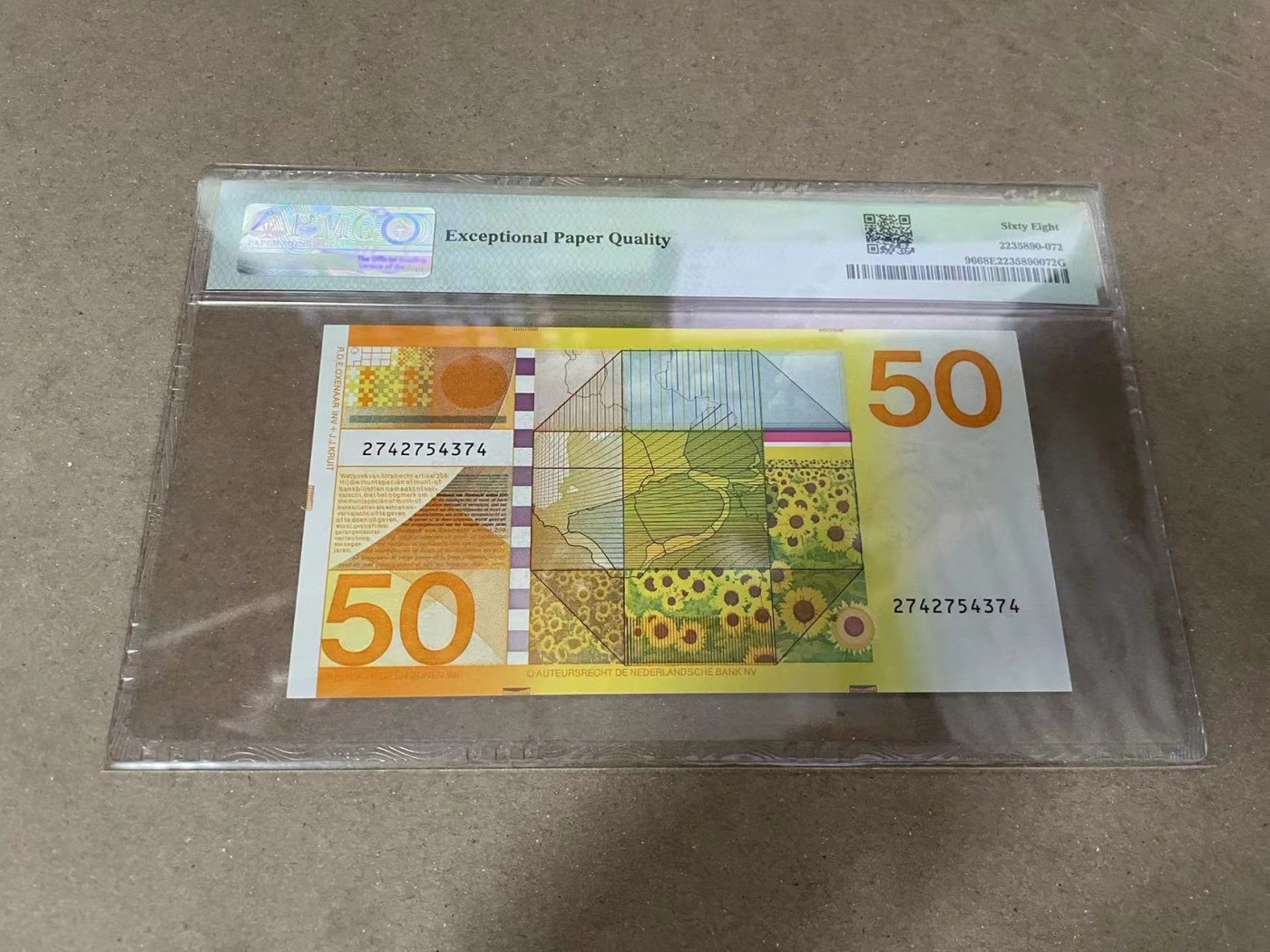 【Blue Auction】✨世界纸币精拍第371期【精】 荷兰 1982年50盾 向日葵 PMG68EPQ 超高分