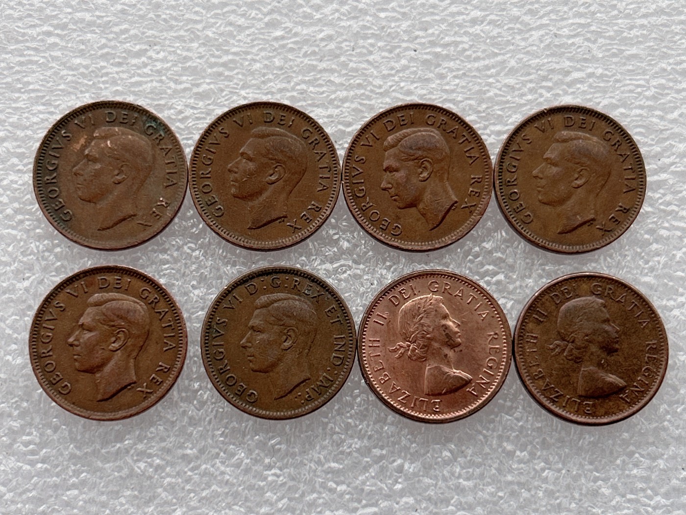 全场一元起拍 世界钱币散币场 第23期 加拿大1分 一组八枚 两个头像