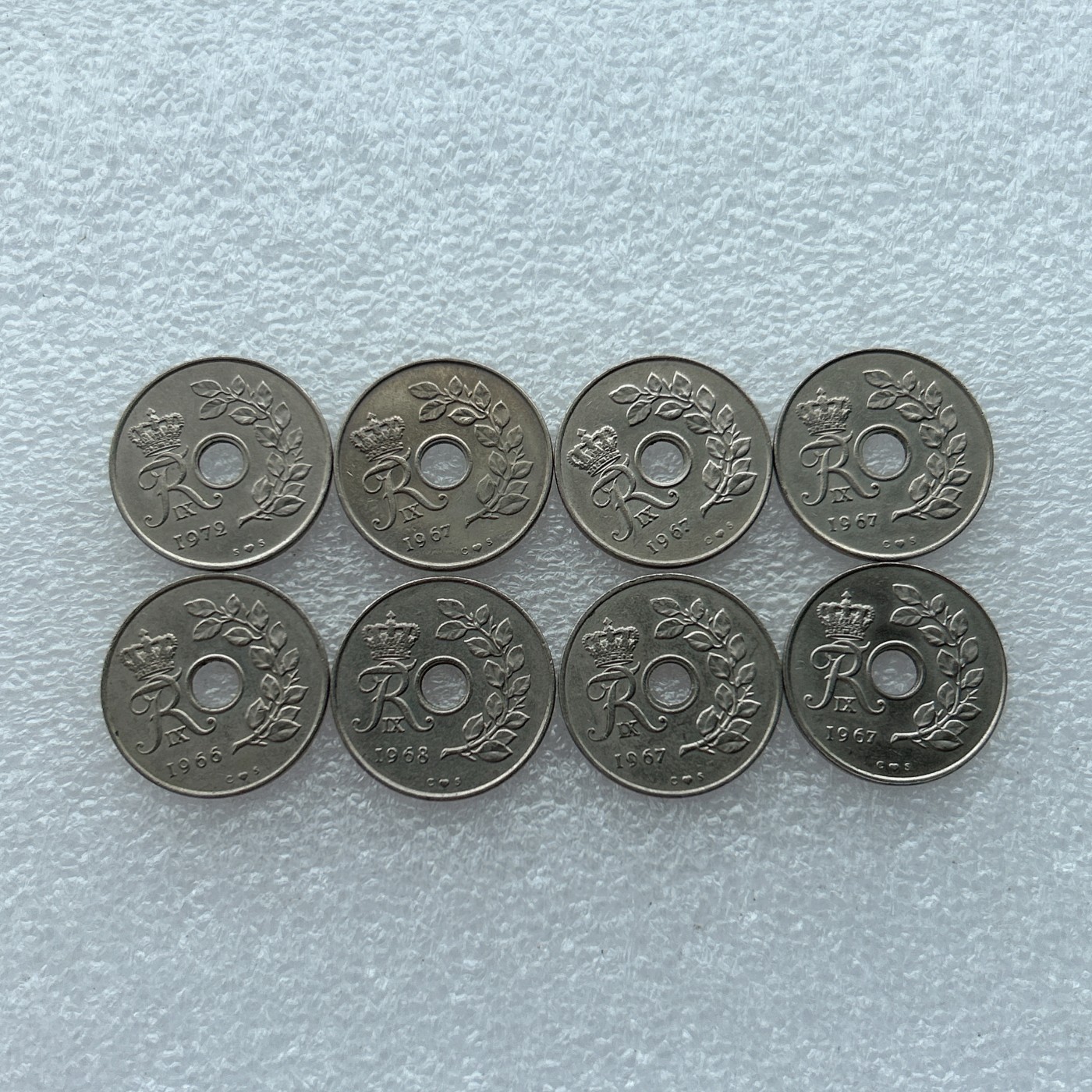 全场一元起拍 世界钱币散币场 第23期 丹麦25欧尔 一组8枚