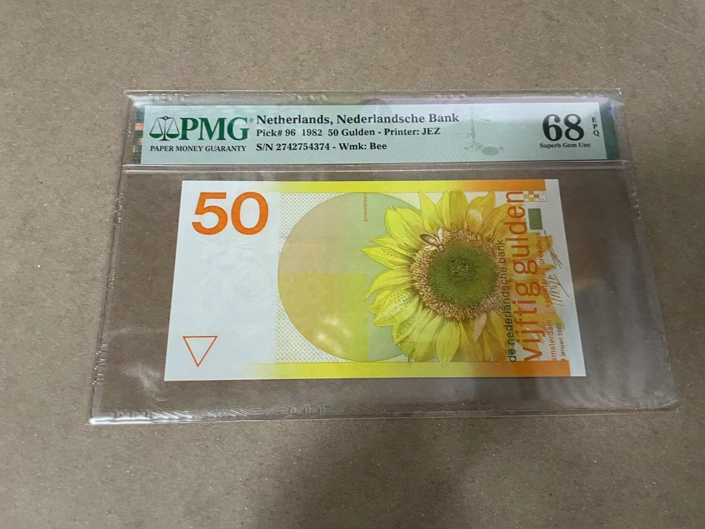 【Blue Auction】✨世界纸币精拍第371期【精】 荷兰 1982年50盾 向日葵 PMG68EPQ 超高分