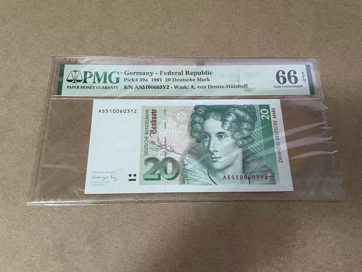 【Blue Auction】✨世界纸币精拍第371期【精】 【无47】德国 1991年20马克 PMG66EPQ 