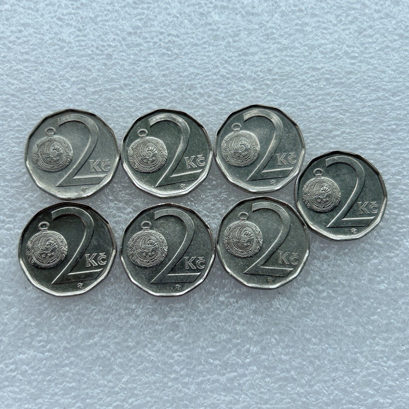 全场一元起拍 世界钱币散币场 第23期 捷克2克朗 一组7枚