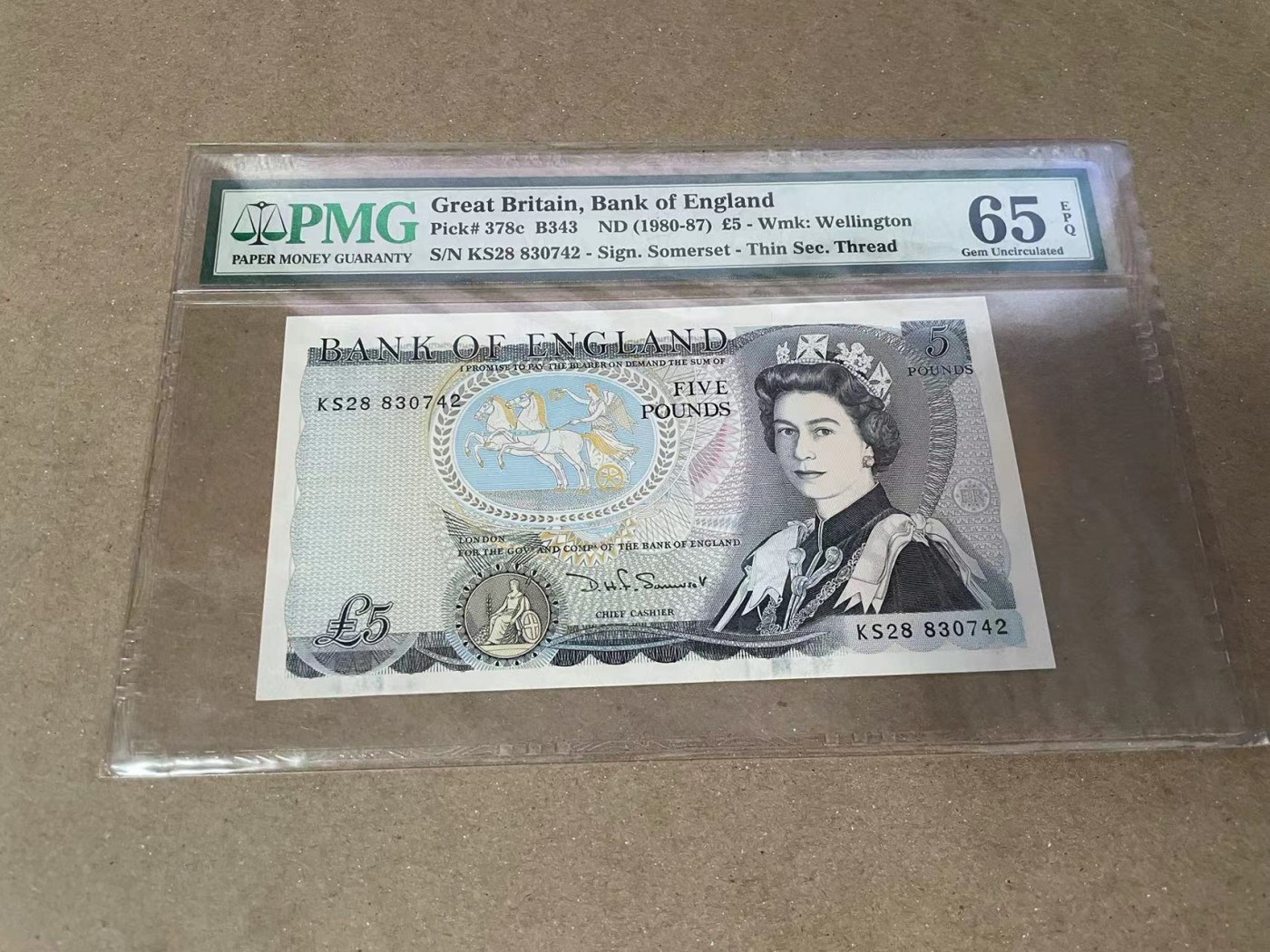 【Blue Auction】✨世界纸币精拍第371期【精】 英国 1980-87年5镑 PMG65EPQ 