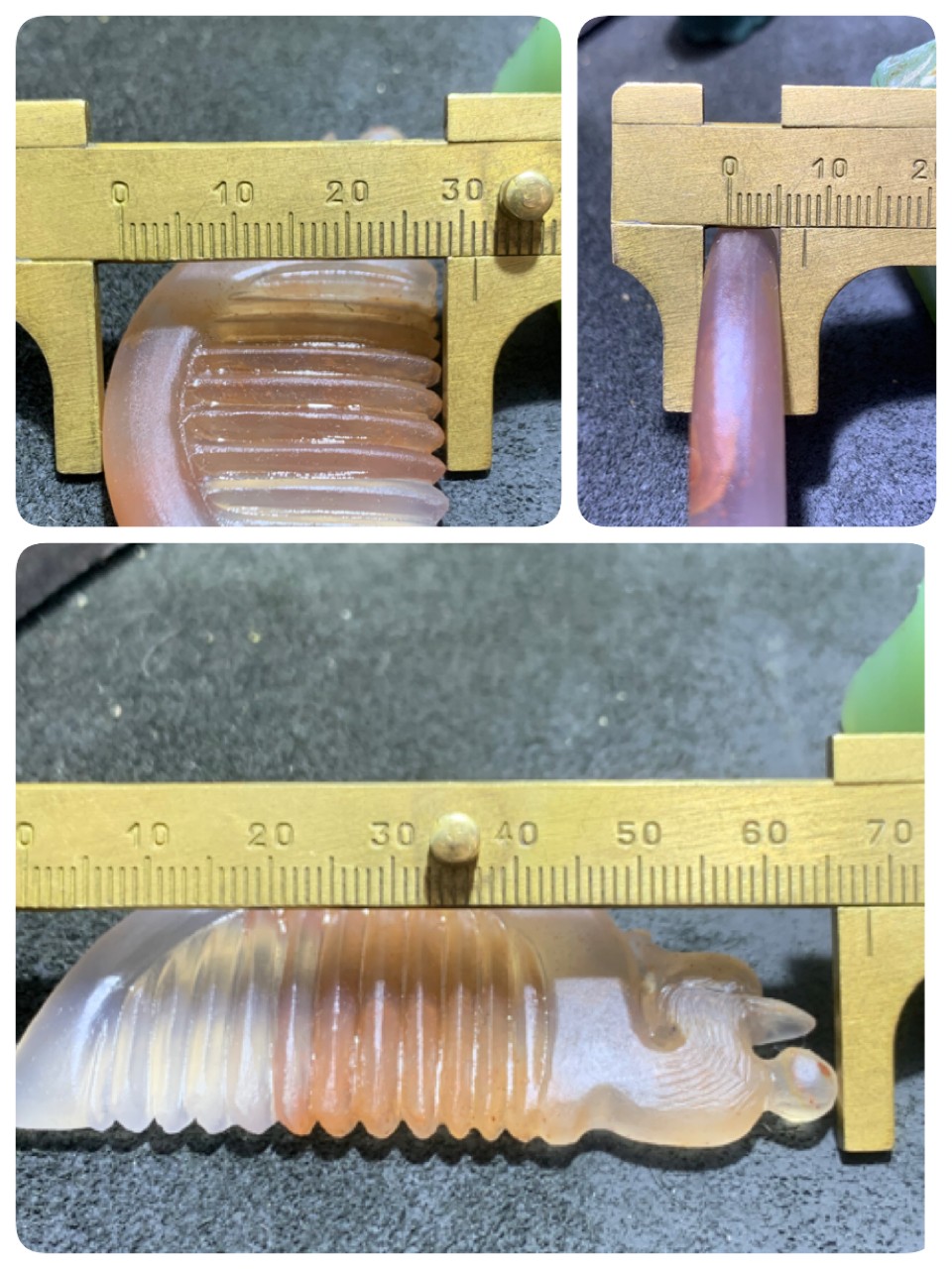 精美亚光蒙料冰飘朱砂点战国红玛瑙手工雕刻凤头梳形吊坠一个，