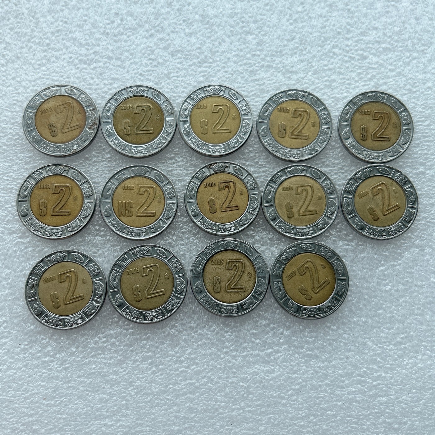 全场一元起拍 世界钱币散币场 第23期 墨西哥2比索14枚