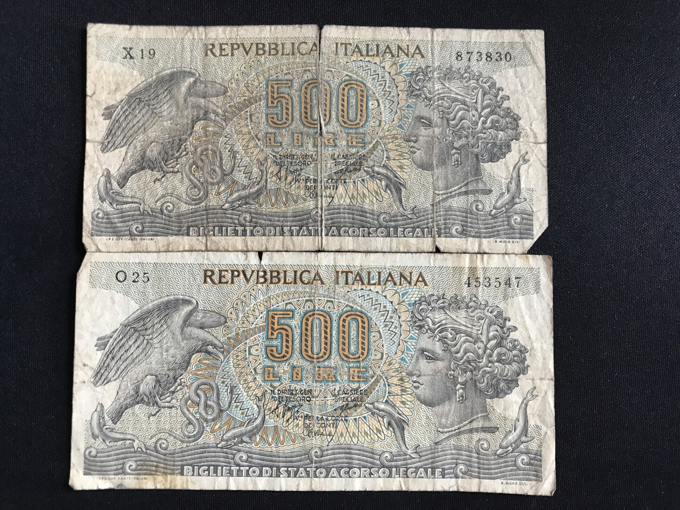 第409期 纸币专场 （无押金，捡漏，全场20包邮，偏远地区除外，接收代拍业务） 意大利500里拉两张