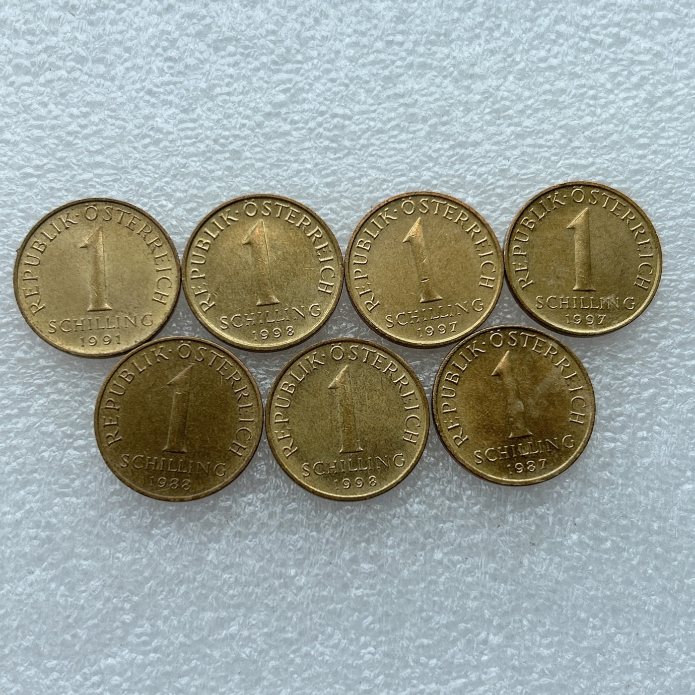 全场一元起拍 世界钱币散币场 第23期 奥地利1先令 一组7枚
